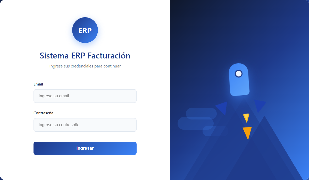 Pantalla de acceso al sistema ERP